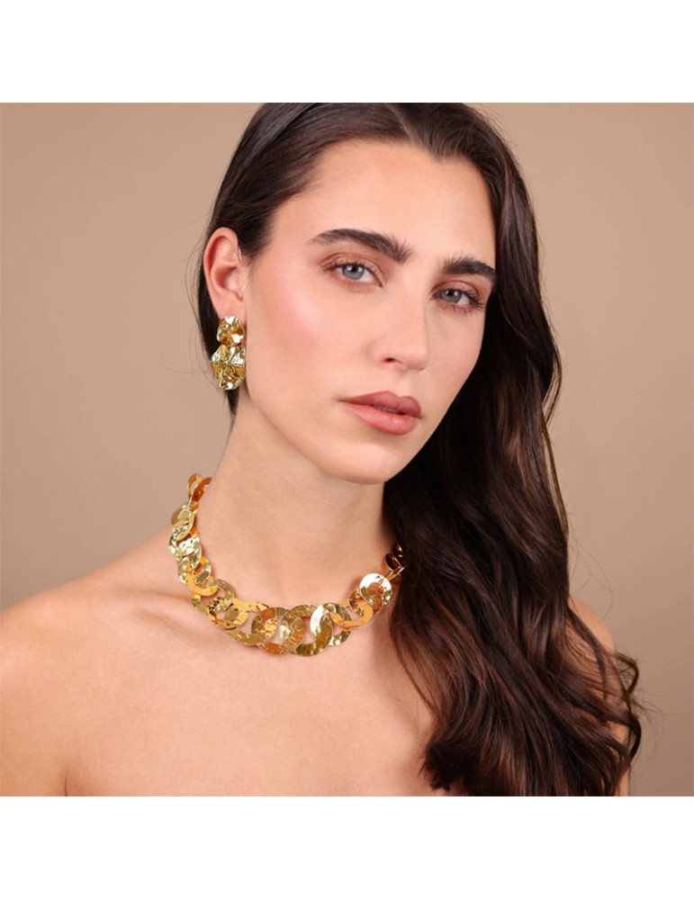 Collana Etrusca - Itaca - Gold -Maglie a Disco Martellate-WSET00860.YG