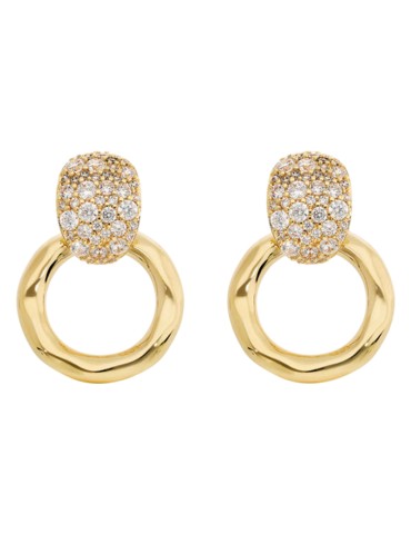 Orecchini Etrusca-Dorati-Pendenti ad Anello-Cubic Zirconia-WSET00865.YG