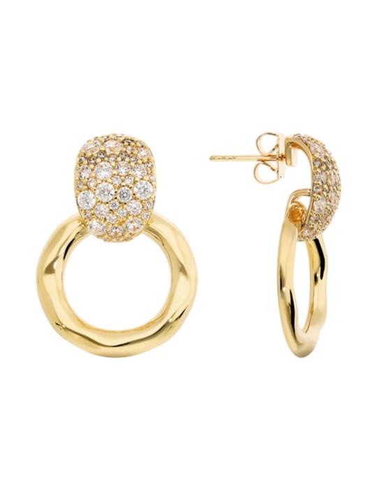 Orecchini Etrusca-Dorati-Pendenti ad Anello-Cubic Zirconia-WSET00865.YG