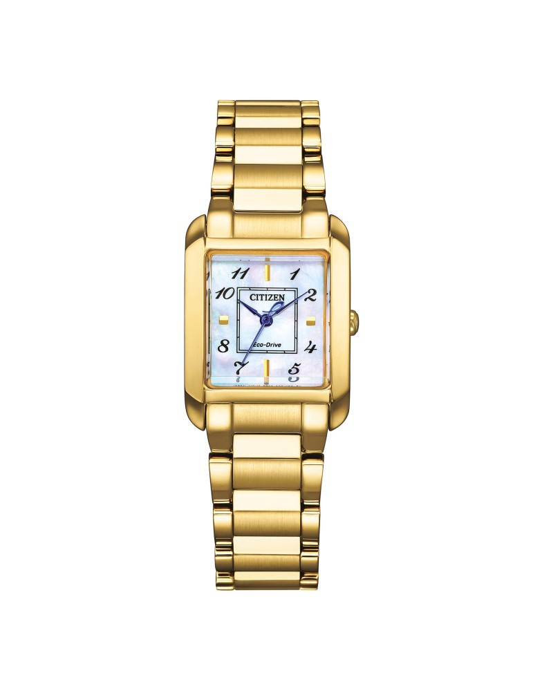 Citizen Watch Square Eco Drive 28mm Gold Mother of Pearl Blue