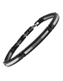 Zancan - HI -Teck steel 316L bracelet with black shirts and white crystals - 0