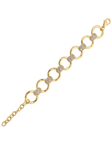 Bracciale Etrusca-Maglie ad Anello Martellate-Cubic Zirconia-WSET00867.YG 2