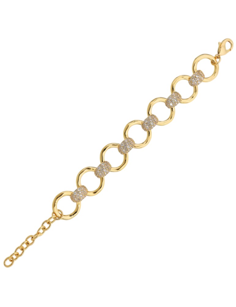 Bracciale Etrusca-Maglie ad Anello Martellate-Cubic Zirconia-WSET00867.YG