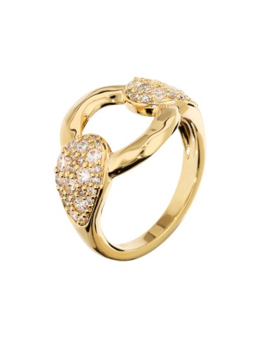 Etruscan Ring-Golden-Hammered Mesh-Cubic Zirconia-WSET00868.YG-14