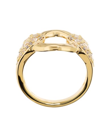 Etruscan Ring-Golden-Hammered Mesh-Cubic Zirconia-WSET00868.YG-14 2
