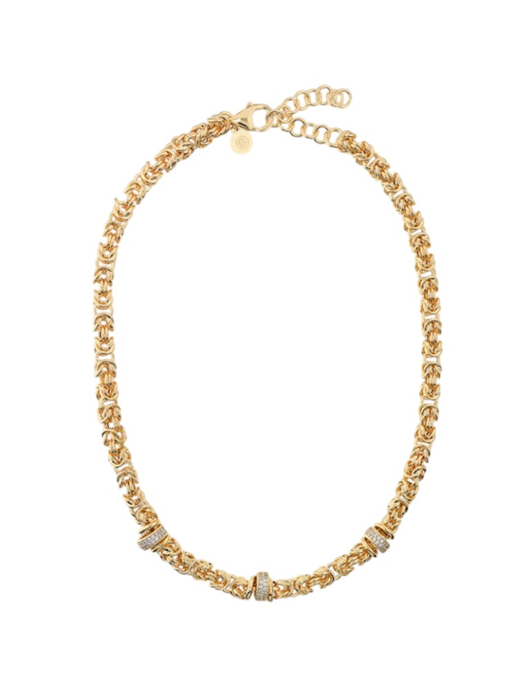 Collana Etrusca-Catena Bizantina-Rondelle con Cubic Zirconia-WSET00873.YG