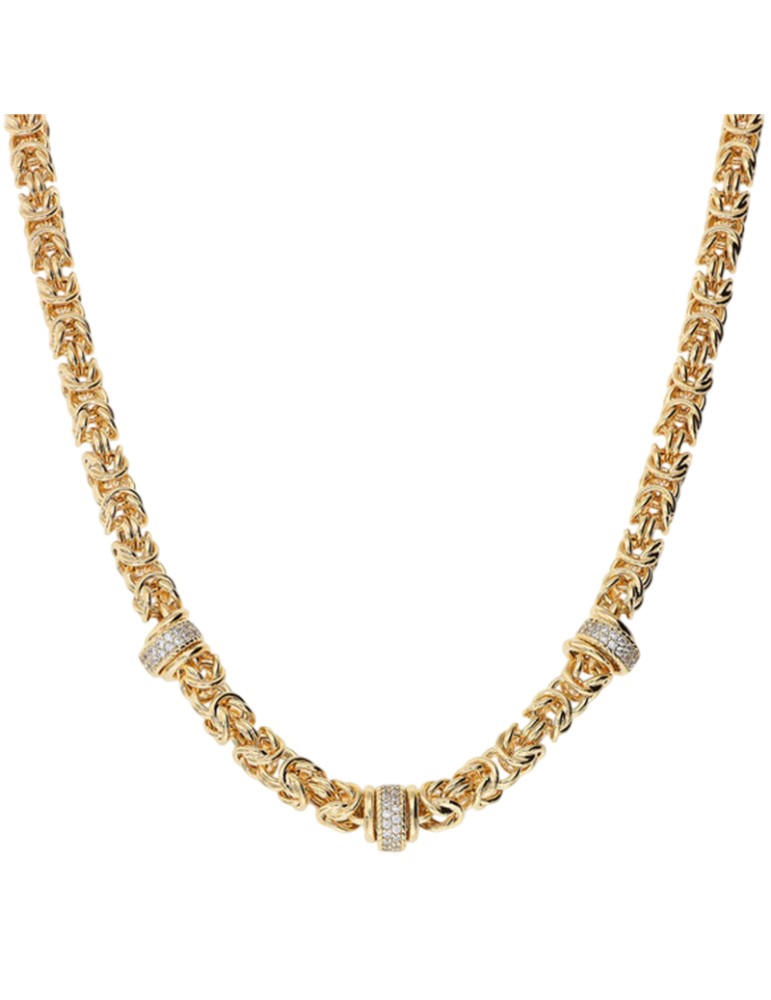 Etruscan Necklace-Byzantine Chain-Rondelle with Cubic Zirconia-WSET00873.YG
