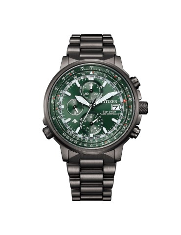Citizen Eco-Drive Watch - Radio Controlled Chrono Pilot Steel 41mm Grey Green - 0