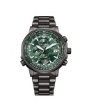Orologio Citizen Eco-Drive - Radiocontrollato Crono Pilot Acciaio 41mm Grey Verde - AT8304-57W