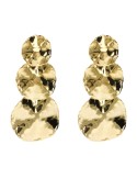Etruscan Earrings-Golden Pendants-Hammered Graduated Discs-WSET00882.YG