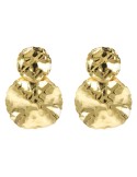 Etruscan Earrings - Golden - Hammered Graduated Discs - WSET00883.YG