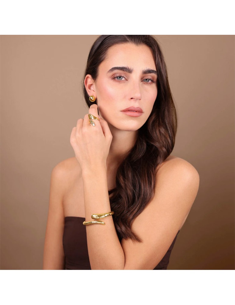 Etruscan Bracelet -Golden-Contrariè-Hammered Surface-WSET00887.YG