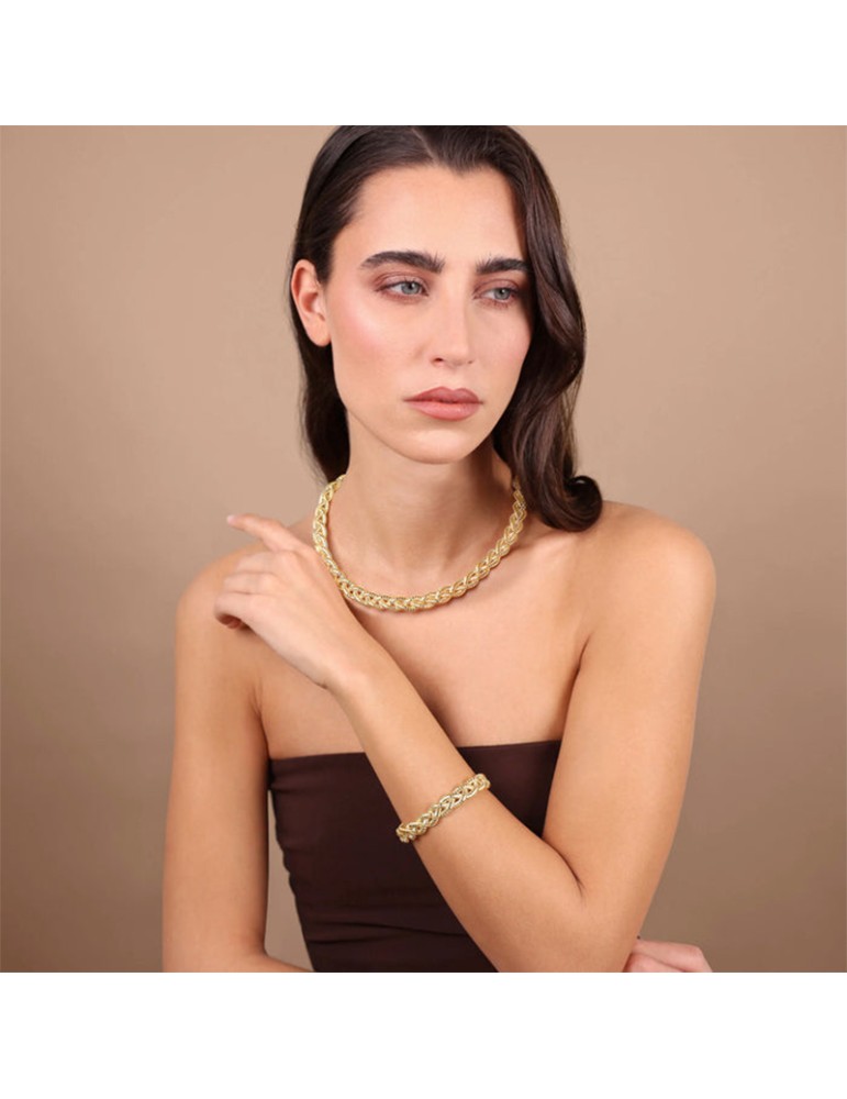 Etruscan Necklace - Golden - Tubogas Weave Mesh - WSET00888. YG