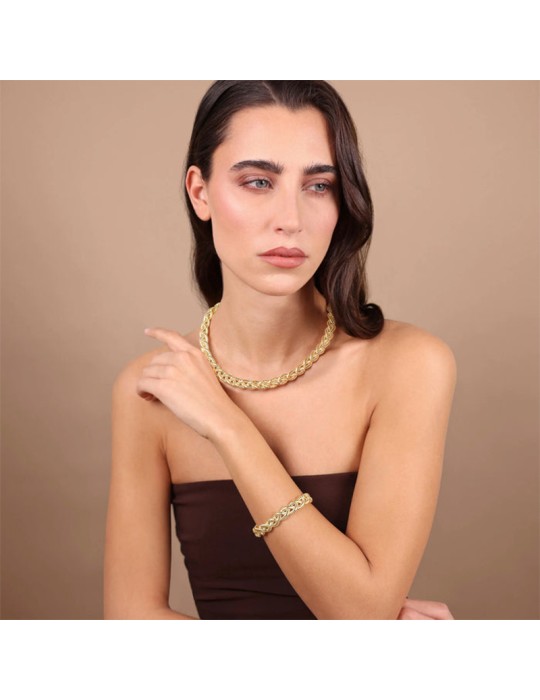 Etruscan Necklace - Golden - Tubogas Weave Mesh - WSET00888. YG