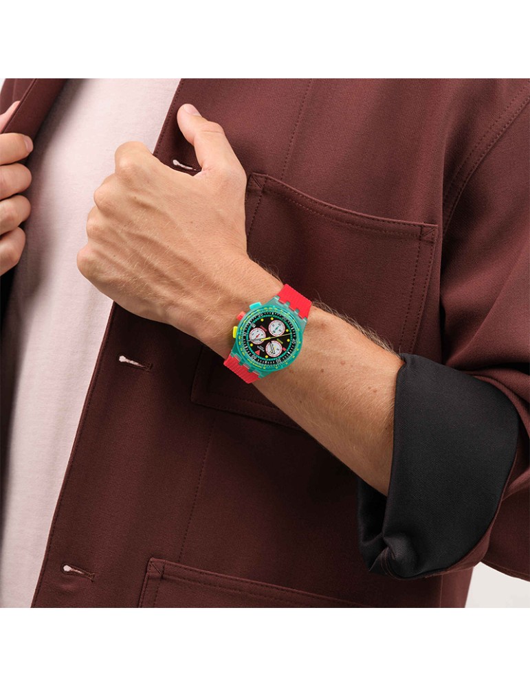 Orologio Swatch - Cronografo - Rosso - 42mm - Verde - SUSG409
