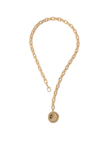 Etruscan Necklace - Golden - Chain-Pendant Coin 20 Lire-WSET00891.YG 2