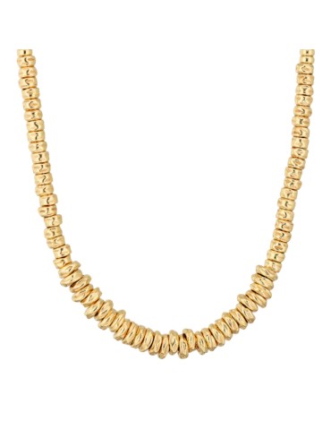 Etruscan Necklace-Golden-Hammered Rondelle-Polished Spheres-WSET00894.YG