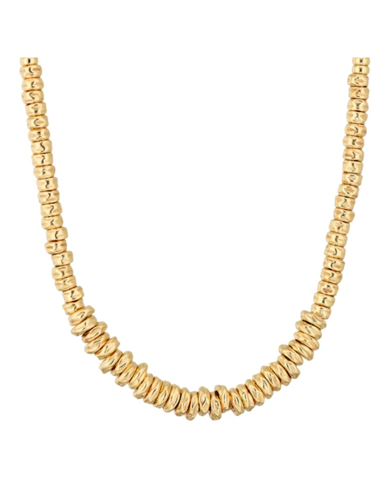 Collana Etrusca-Dorata-Rondelle Martellate-Sfere Lucide-WSET00894.YG