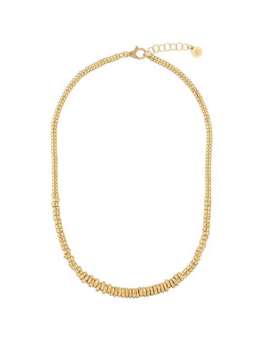 Collana Etrusca-Dorata-Rondelle Martellate-Sfere Lucide-WSET00894.YG