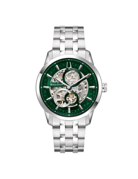Orologio Bulova - Sutton Skeleton Meccanico Automatico 40mm Verde - 96A329