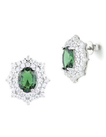 Orecchini Boccadamo-Argento 925%-Cristallo Verde-Zirconi Bianchi-OR832V