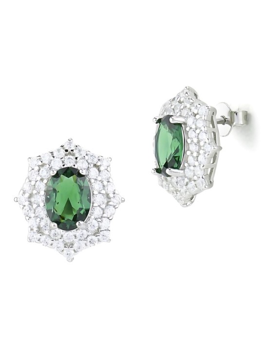 Orecchini Boccadamo-Argento 925%-Cristallo Verde-Zirconi Bianchi-OR832V