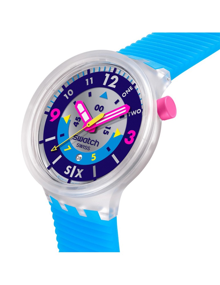 Orologio Swatch - Tempo e Data - Blu - 47mm - Trasparente - SB01K400