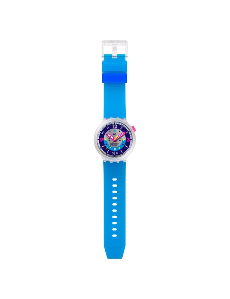 Orologio Swatch - Tempo e Data - Blu - 47mm - Trasparente - SB01K400