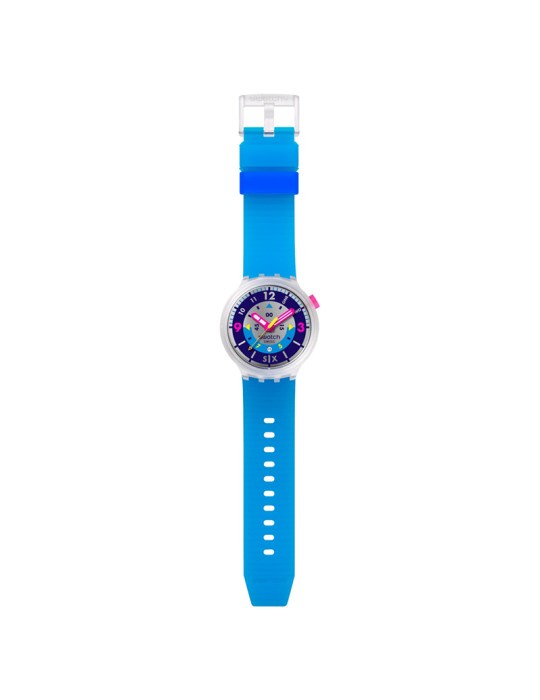 Orologio Swatch - Tempo e Data - Blu - 47mm - Trasparente - SB01K400