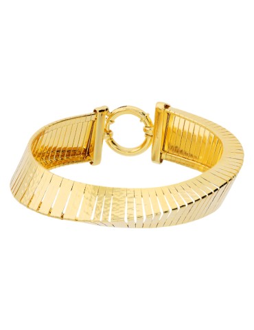 Etruscan Bracelet - Golden - Torchon - Hammered Surface - WSET00925.YG