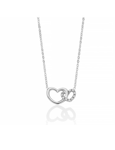 Miluna Necklace - in 18-karat White Gold with Heart Pendant and Natural Diamonds - 0