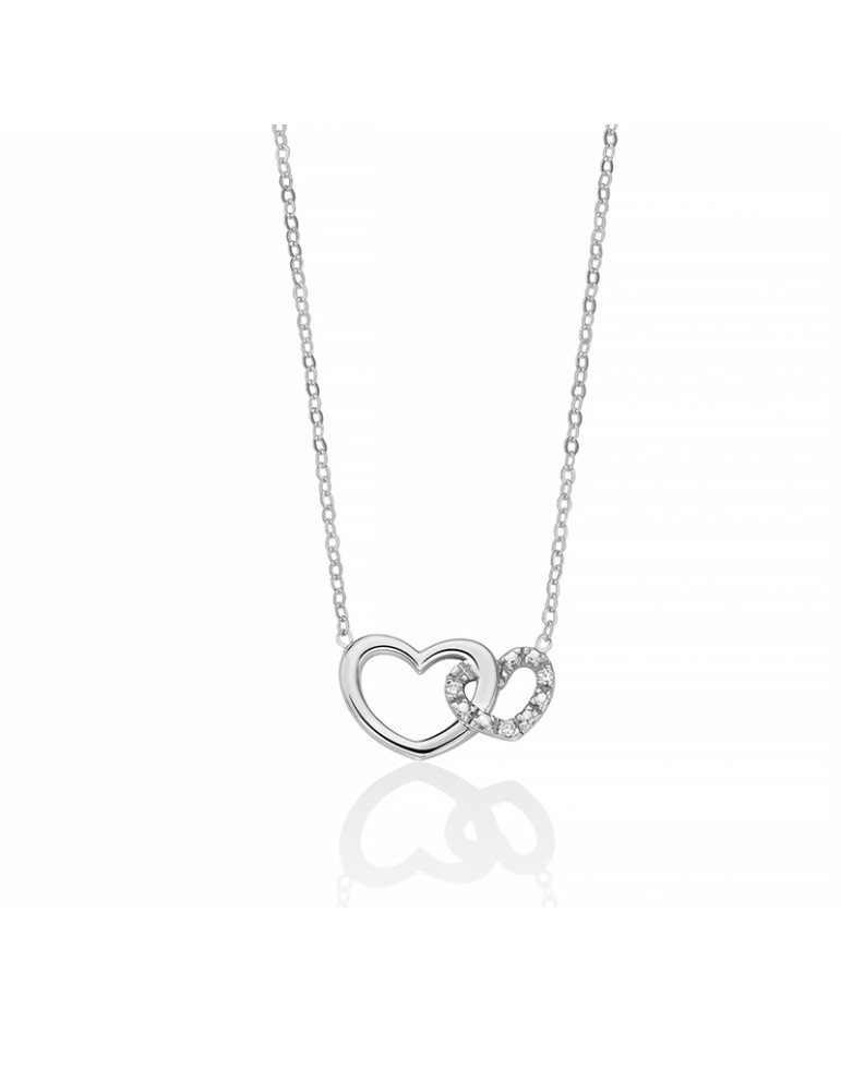 Collana Miluna - in Oro Bianco 18 carati con Pendente Cuore e Diamanti Naturali - CLD4220
