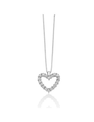 Miluna Necklace - in 18-karat White Gold with Heart Pendant in Natural Diamond Pav - 0