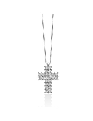 Miluna Necklace - in 18-karat White Gold with Cross Pendant and Natural Diamonds - 0