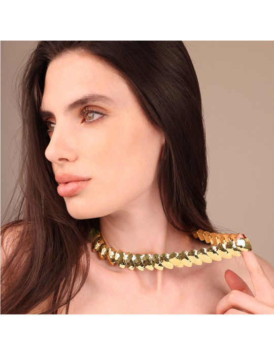 Etruscan Necklace-Mediterranean Light-Golden-Petal Elements-WSET00907.YG