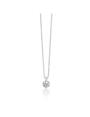 Collana Miluna - in Oro Bianco 18 carati Solitario Punto Luce con Diamante Naturale 10pt - CLD4326
