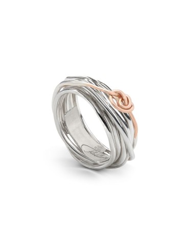 Rubinia Ring - Filodellavita Classic 7-Wire 925% Silver and 9kt Rose Gold Filodamore Knot - Size 13 - 0