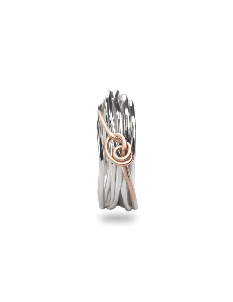 Rubinia Ring - Filodellavita Classic 7-Wire 925% Silver and 9kt Rose Gold Filodamore Knot - Size 13 - 0