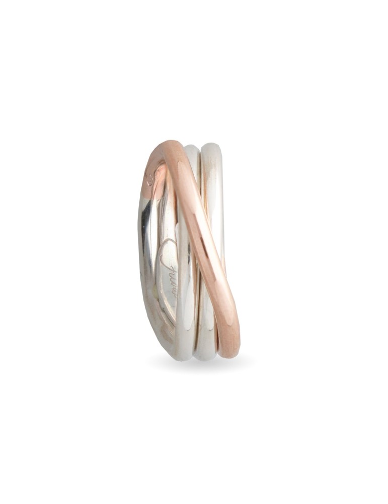 Rubinia Ring - Filodellavita in 925% Silver and 9K Rose Gold - 3 Customizable Strands - Size 16 - 0