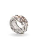 Anello Rubinia - Filodellavita Classic 13 Fili in Argento 925% e Cuore Annodato in Oro Rosa 9kt - Misura 16 - 0