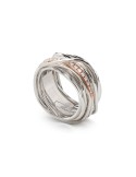 Rubinia Ring - Filodellavita Classic 13 Strands in 925% Silver, 9kt Rose Gold Rim and Natural Diamonds - 0