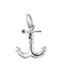 Giovepluvio Pendant - Anchor in 18K White Gold with Diamond, Sapphire, Emerald and Ruby - 0