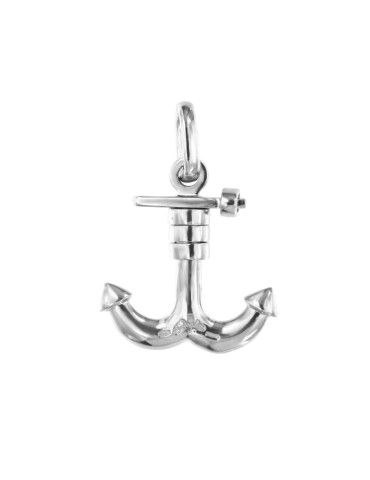 Giovepluvio Pendant - Anchor in 18K White Gold with Diamond, Sapphire, Emerald and Ruby - 0 2