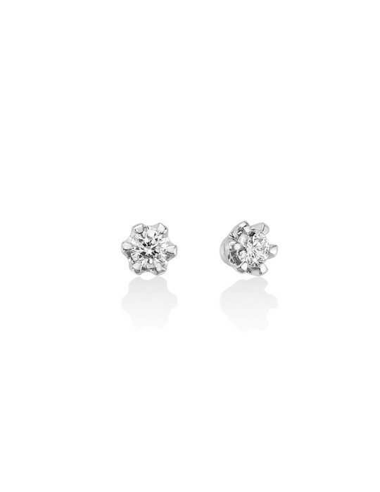 Orecchini Miluna - in Oro Bianco 18 carati Punto Luce con Diamanti Naturali 20pti - 0
