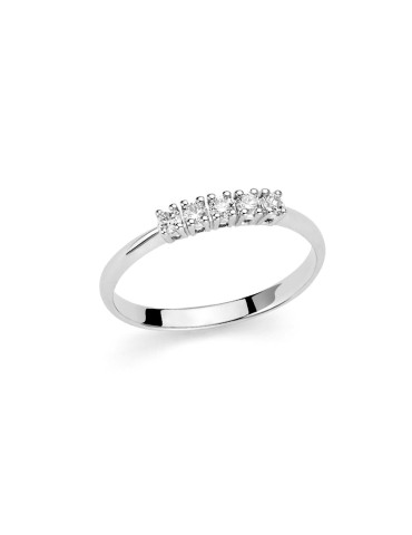 Miluna Ring - Trilogy in 18-karat White Gold with Five Natural Diamonds - 0
