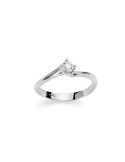 Anello Miluna - Solitario in Oro Bianco 18 carati con Diamante Naturale 24 pti - 0