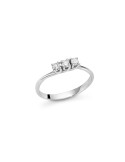 Miluna Ring - Trilogy in 18-karat White Gold with Three Natural Diamonds 24 pts - 0