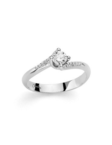 Miluna Ring - Solitaire in 18-karat White Gold with 24 pt Natural Diamonds - 0