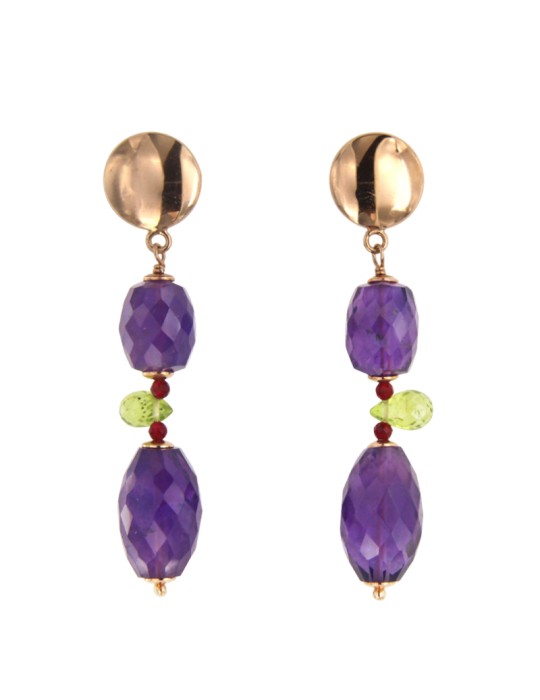 Jadan Earrings - Pendants - Pink - Amethyst - Peridot - GIADAN69