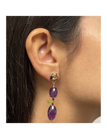 Jadan Earrings - Pendants - Pink - Amethyst - Peridot - GIADAN69 2